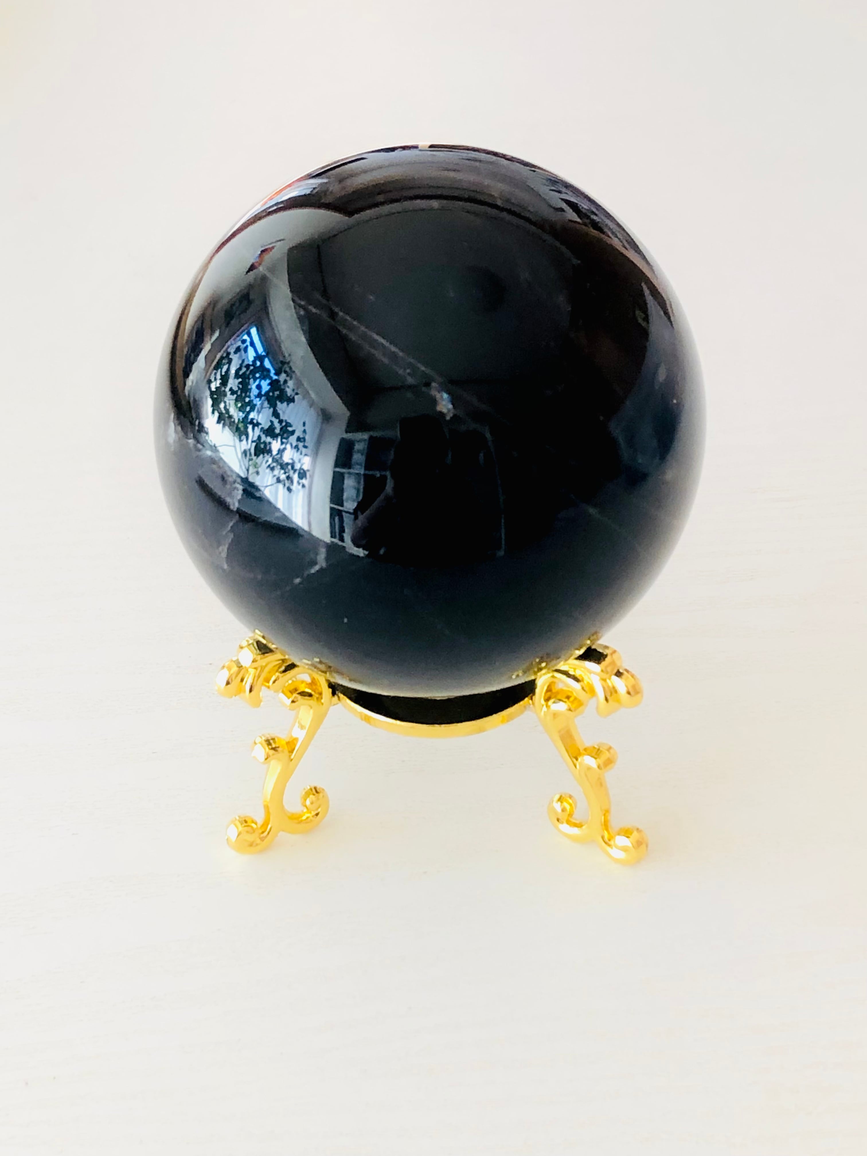 最強魔除け虹色モリオン丸玉 あなたを守る漆黒の盾！モリオン(黒水晶)の丸玉✴︎84mm | 虹色の星