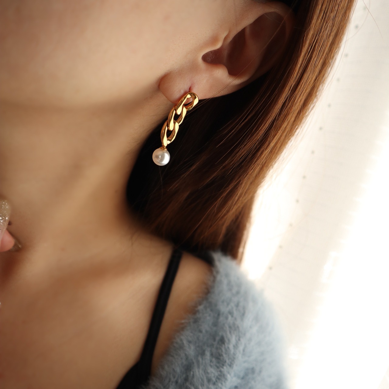 383P　ステンレスパールピアス　★ &TEAM MAKIさん着用