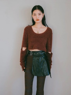 Multi Way Furry Top / RED BROWN