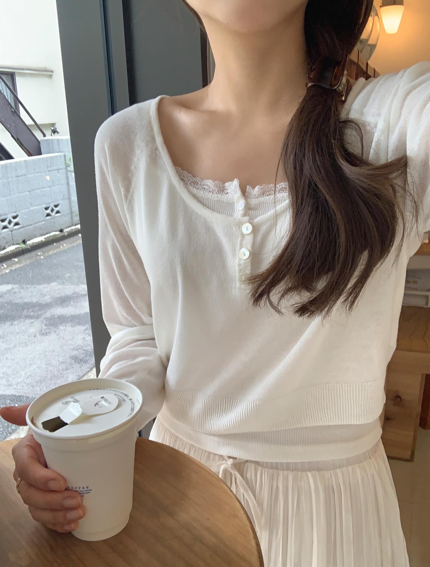 (予約)Liter / Baby button crop knit / 2color