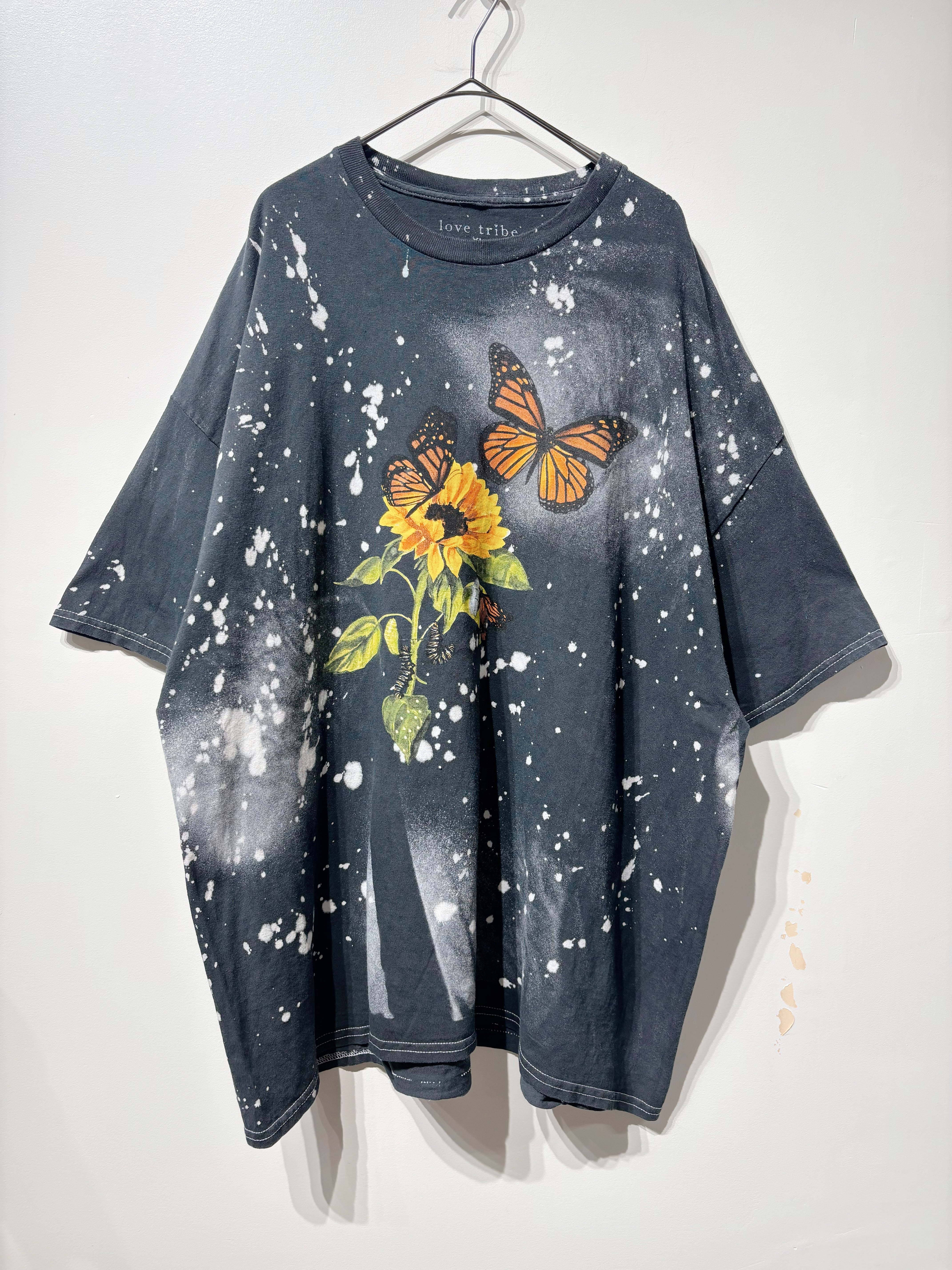 (CS2087)butterfly & sunflower bleach t-shirt