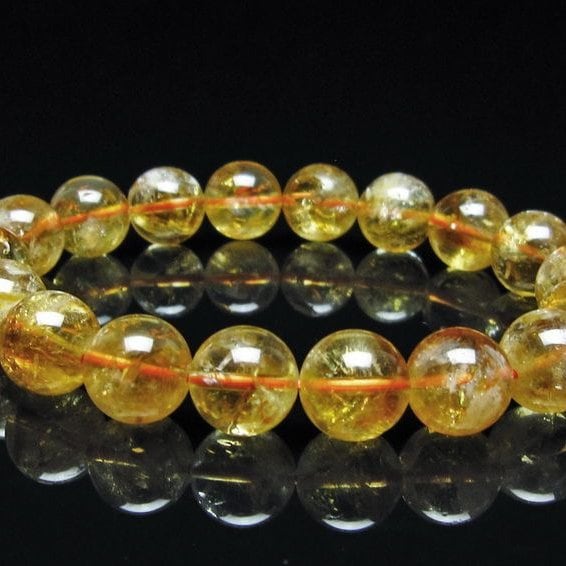 シトリン ブレスレット 虹入り 12mm シトリンクォーツ ブレス メール便可 一点物 111-50481