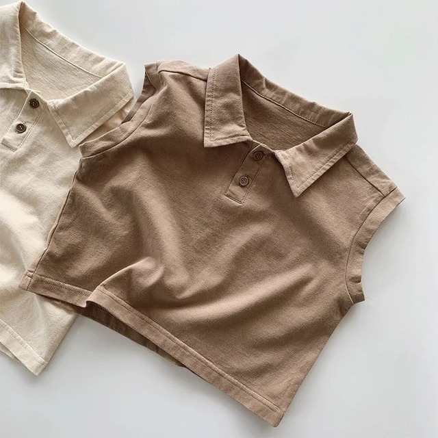 no sleeve tops ｜トップス サマー シンプル ノースリーブ 女の子 男の子 ベージュ ブラウン