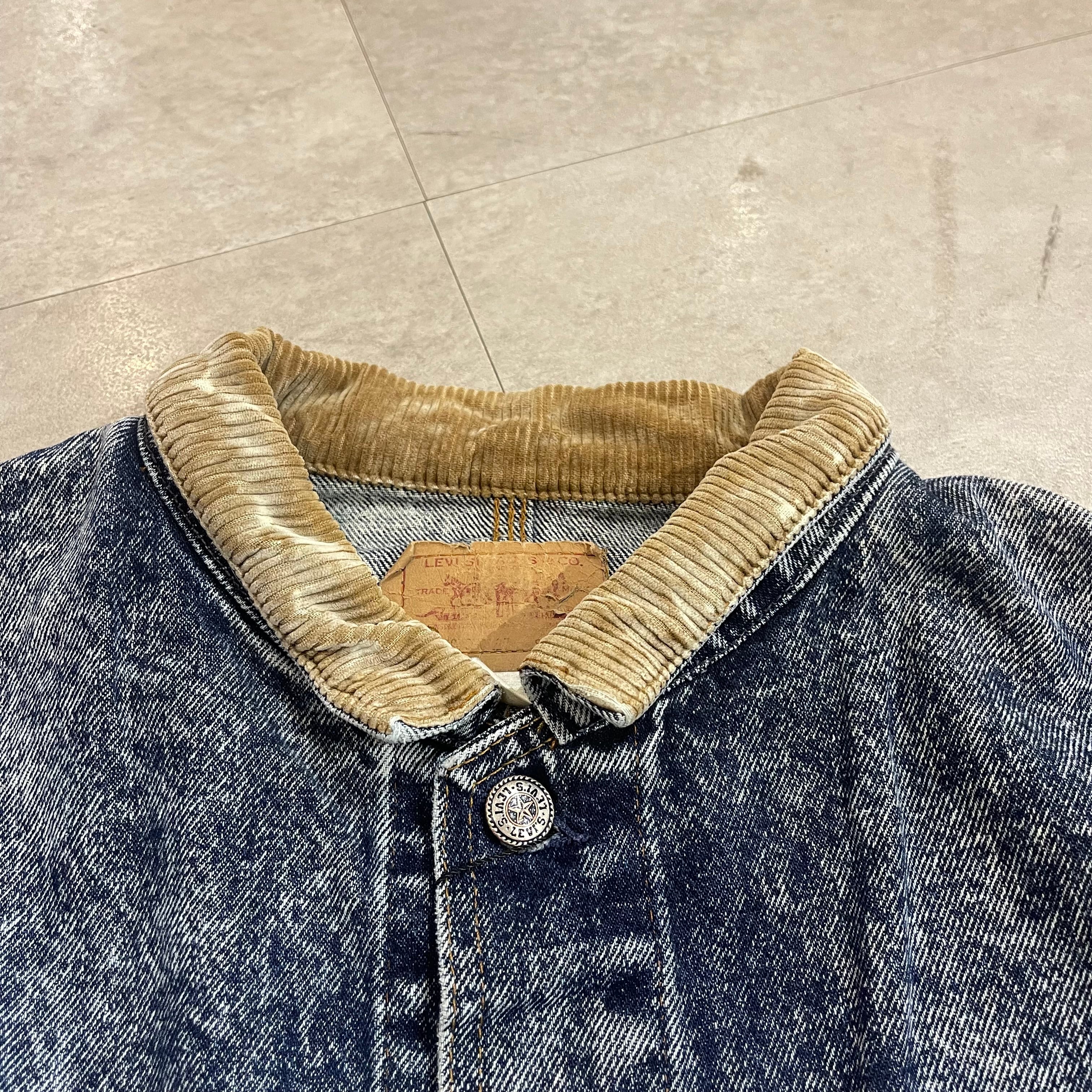 年代 USA製 size:M Levi's リーバイス デニムジャケット ケミカルウォッシュ コーデュロイ Gジャン ブルーデニム  ブルー 青 古着 古着屋 高円寺 ビンテージ