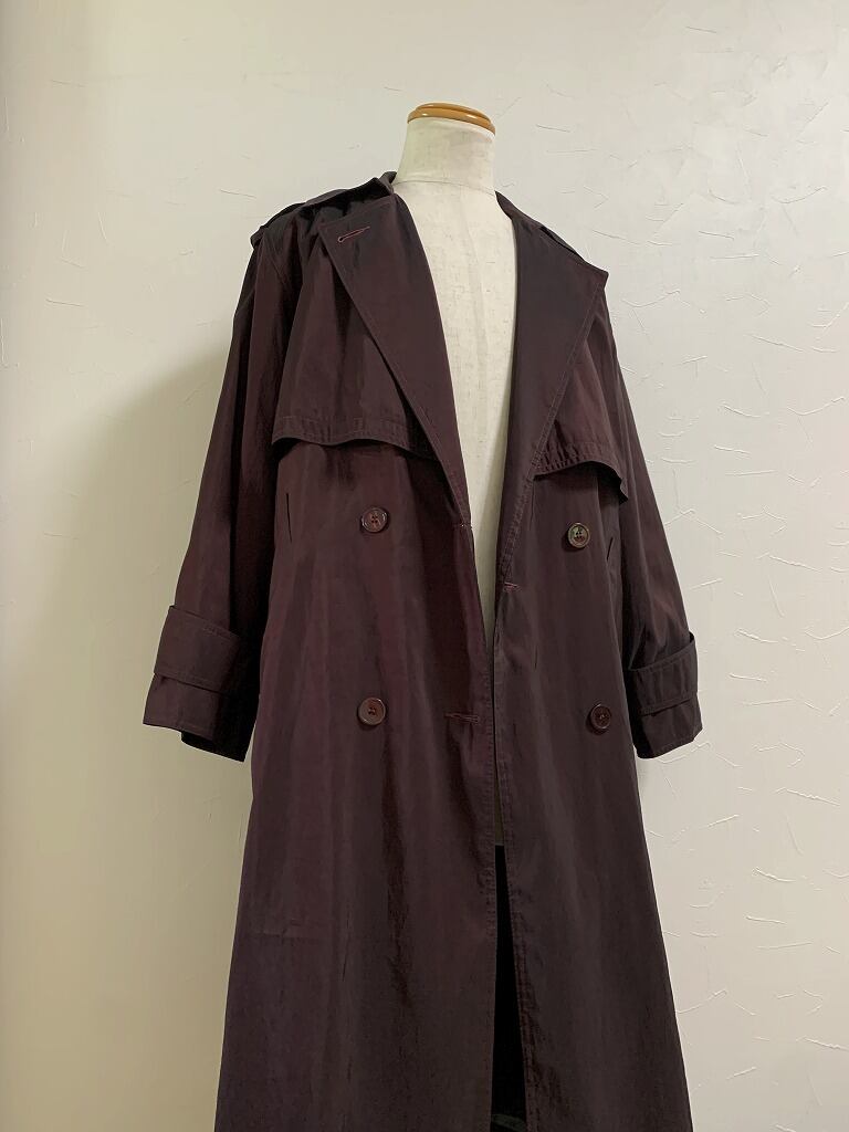 1980's Iridescent Color Trench Long Coat with Liner