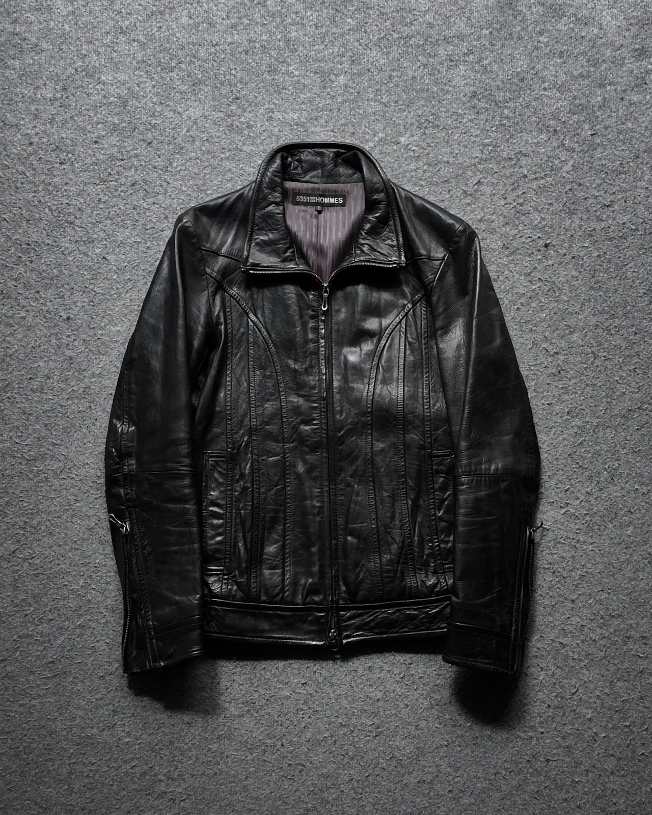 【5351 Pour HOMMES】curve seam leather jacket