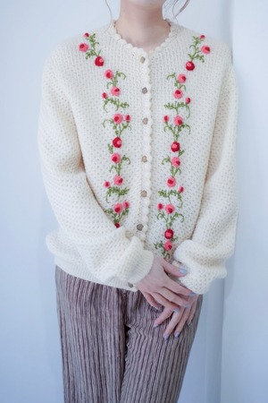 flower decoration knit cardigan