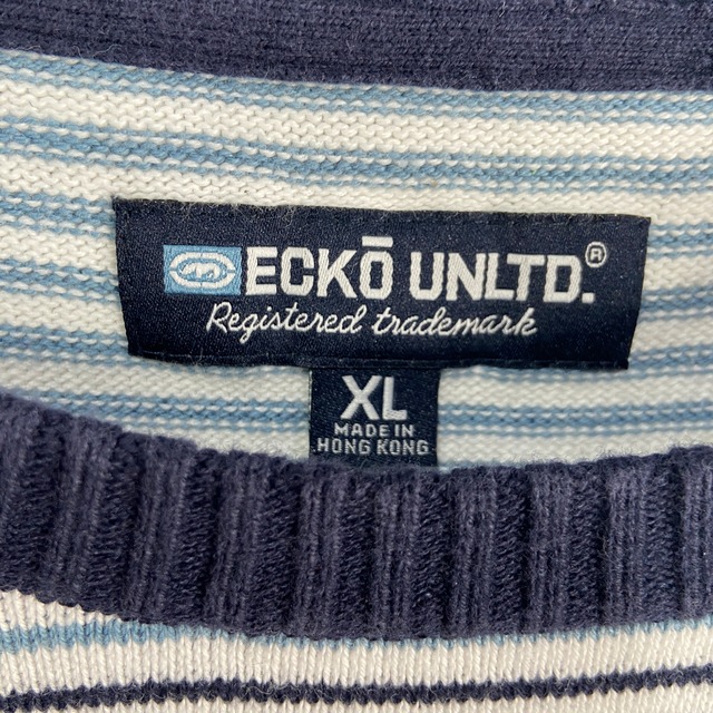 『送料無料』ECKO UNLTD エコーアンリミテッド ボーダー柄コットンセーター XL