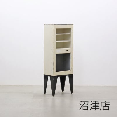 ビンテージ シャッター収納キャビネット 本棚　食器棚　剥離 沼津店】レトロ スチール キャビネット 収納 ラック 消毒器
