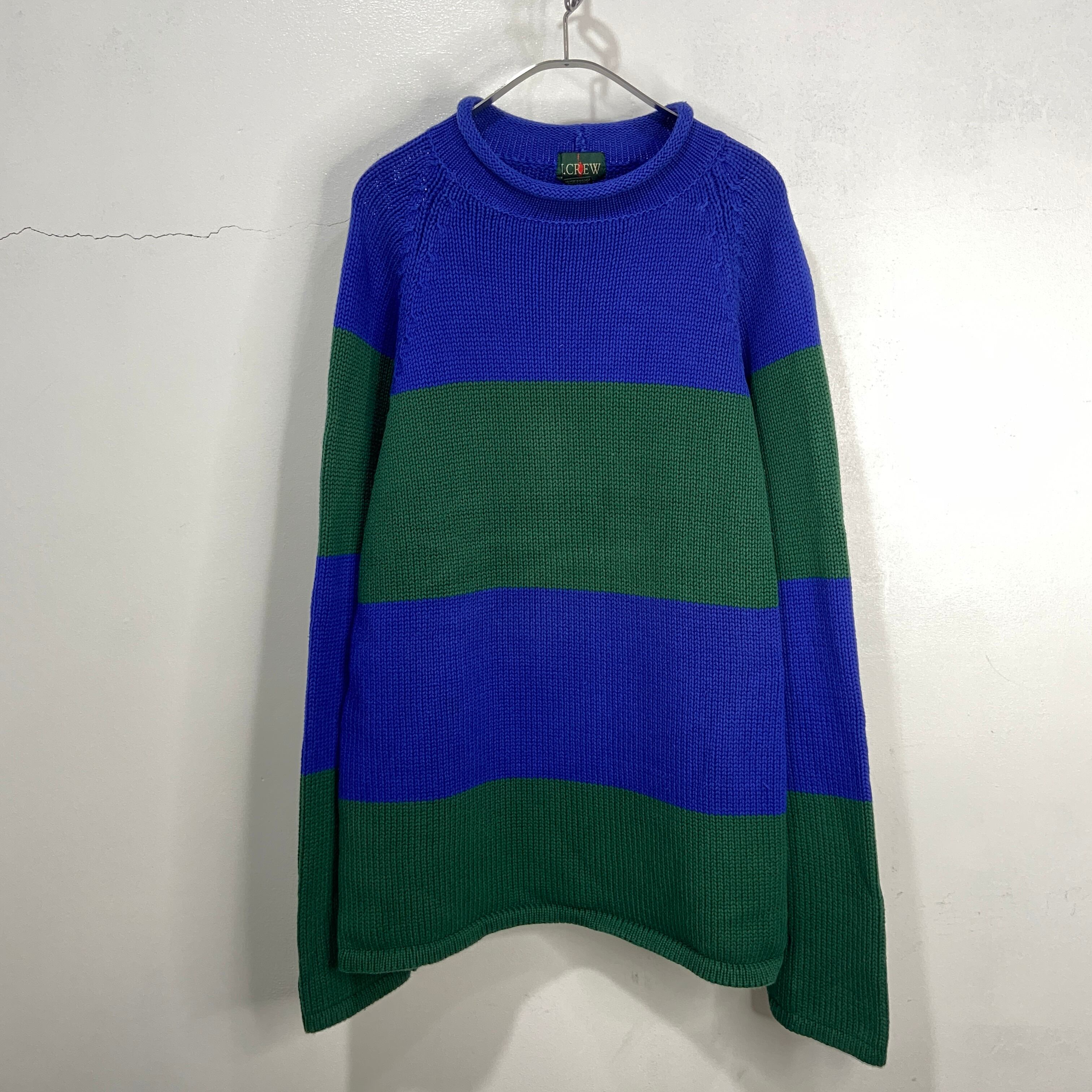 巨人タグ 90s j.crew ロールネック ボーダー ウール ニット セーター