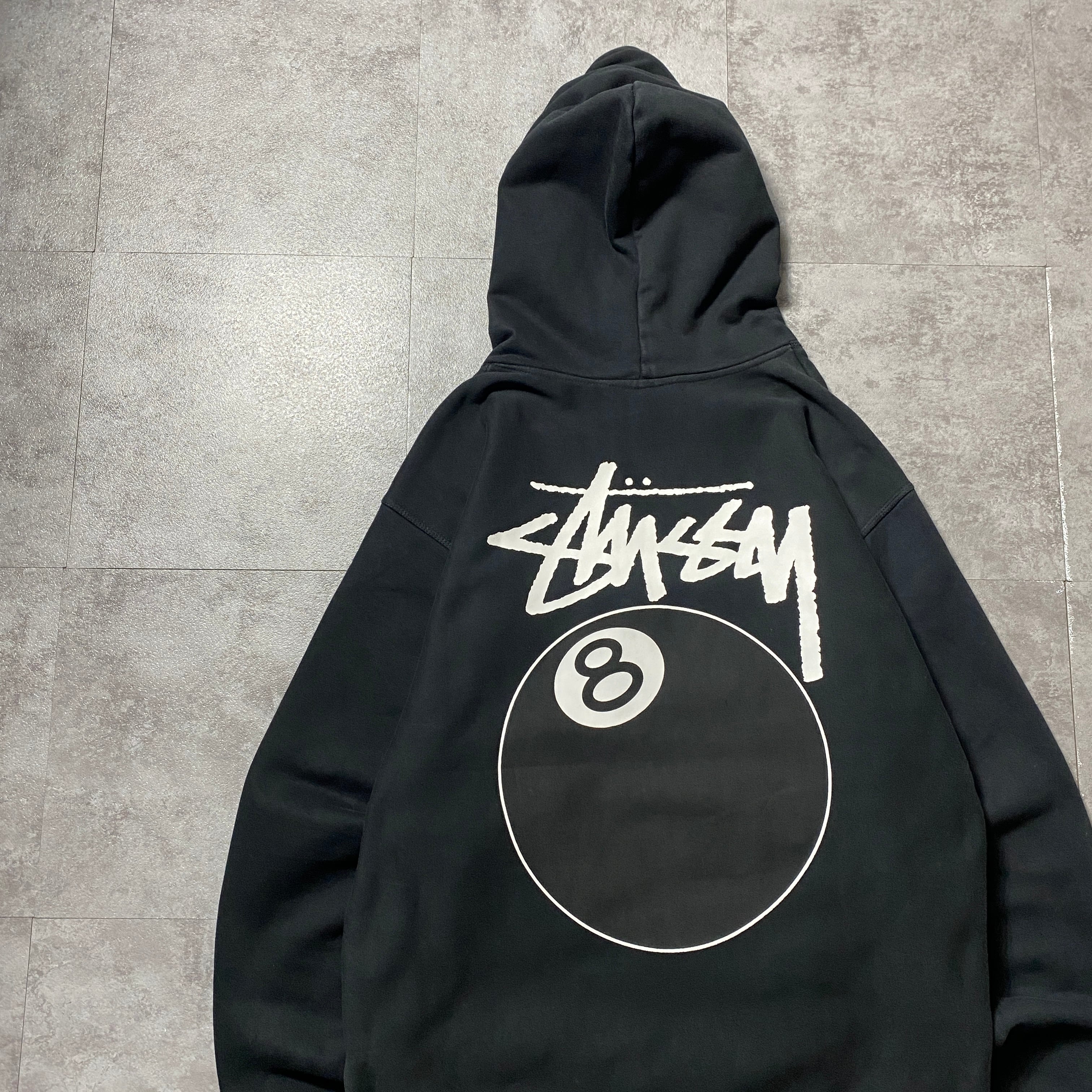 STUSSY ステューシー スウェットパーカー 8ボール バックプリント stussy ステューシー 8ボール バックプリント ブラック 黒 スウェット