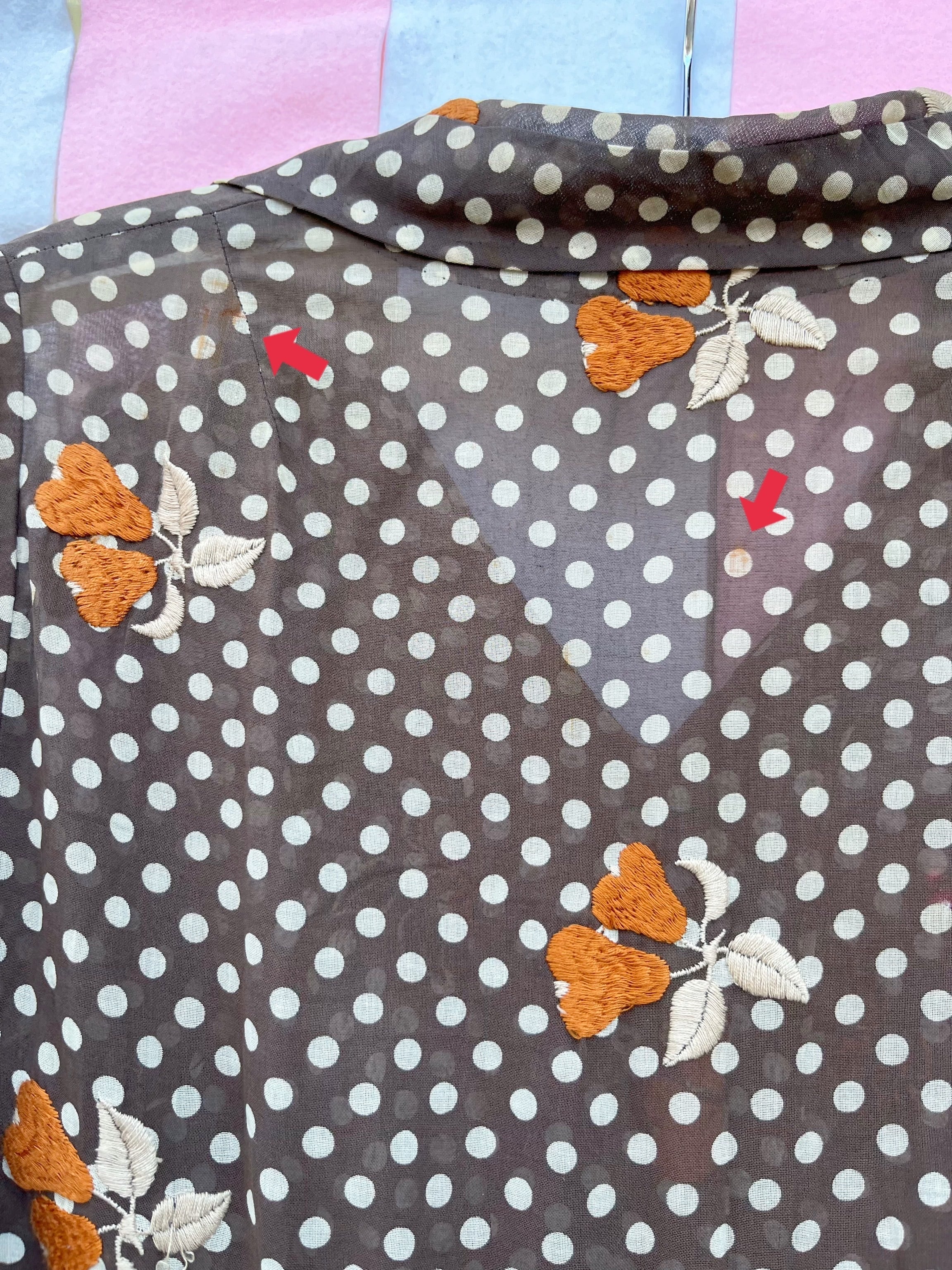 fruit embroidery brown dot one-piece