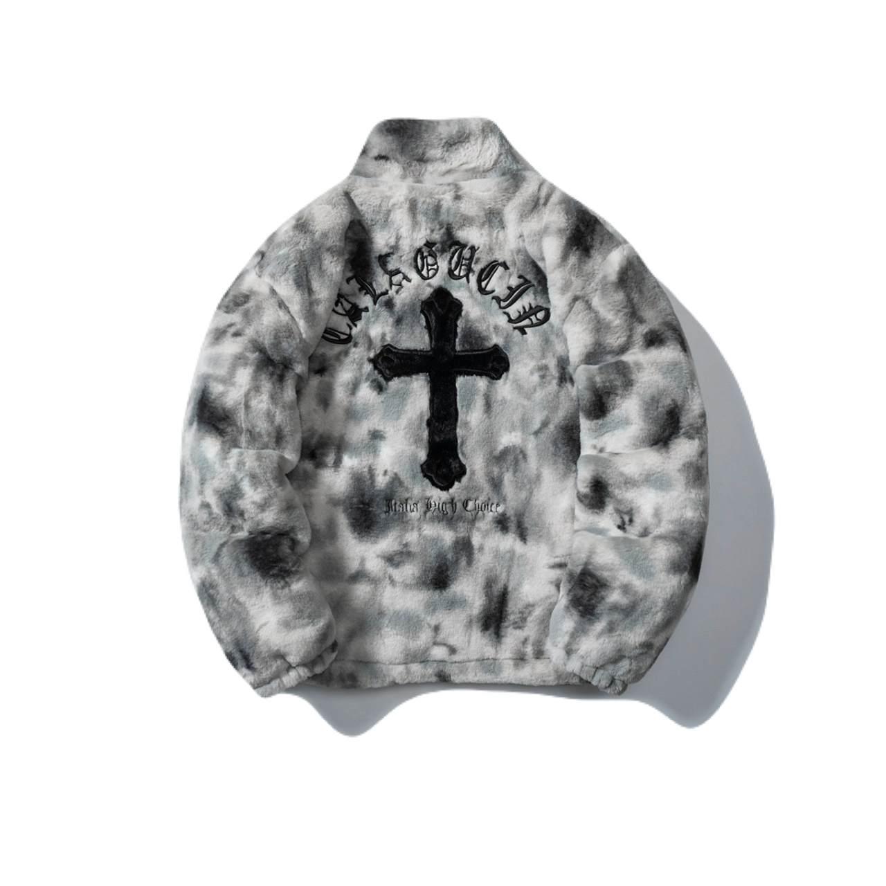 Cross Emblem Tie-Dye Boa Jacket  S0012
