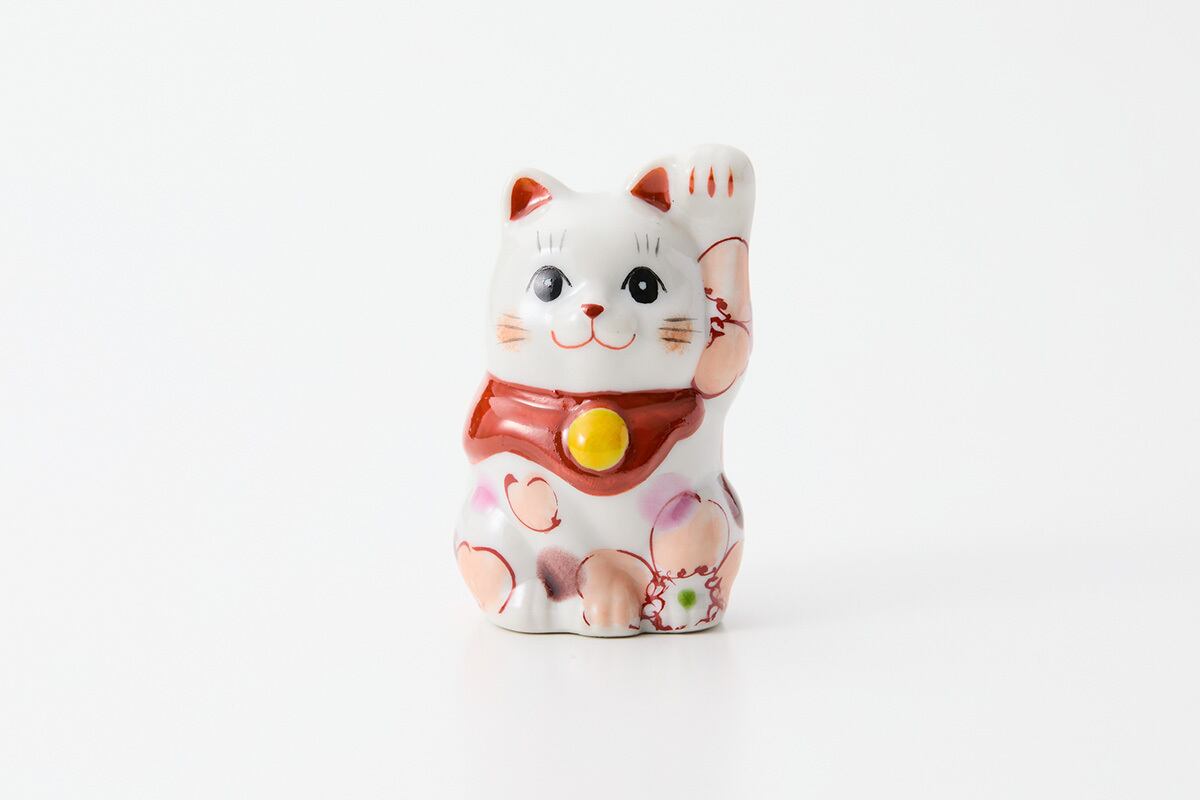 ミニ招き猫(左) 花笑ふ ピンク