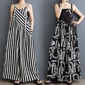 ノースリーブ プリント ジャンプスーツ  30022