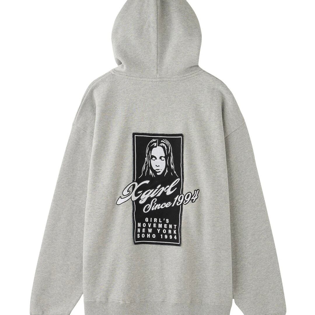 【X-girl】FACE BOX PATCH ZIP UP SWEAT HOODIE【エックスガール】