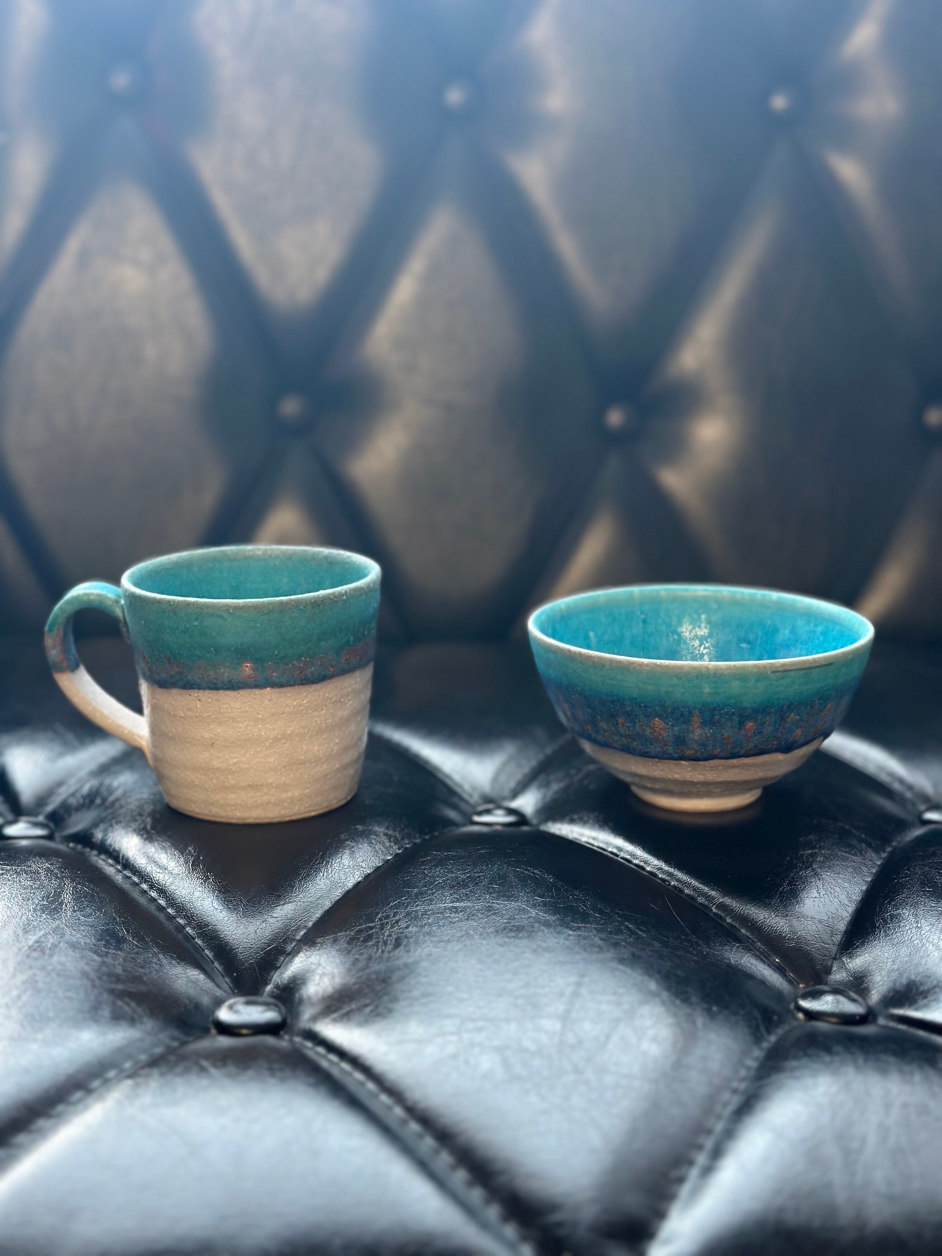 グラデーションブルーのマグカップ | 陶器屋カフェつむぎ produced by