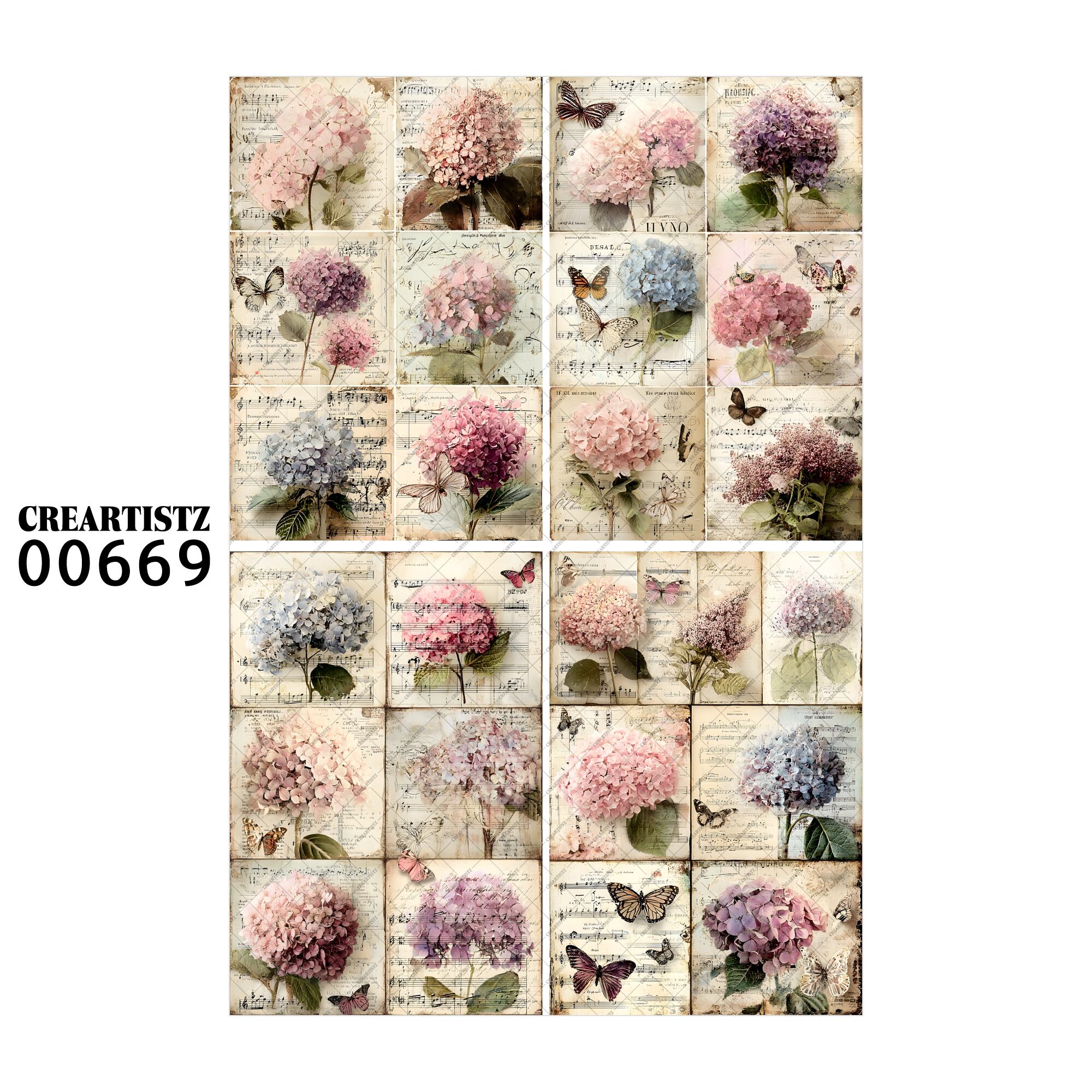 00669 背景 コラージュ素材 オリジナル 12枚セット (4種類×3枚) ペーパー/ステッカー CREARTISTZ
