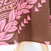 フラダンス 衣装 Aloha Kids アロハキッズ ワンピース ドレス ブラウン系 マイレ柄 茶 ホルターネック ハワイアンプリント かわいい ダンス衣装 イベント ステージ ハワイアン アロハ 日本製 ピンク系