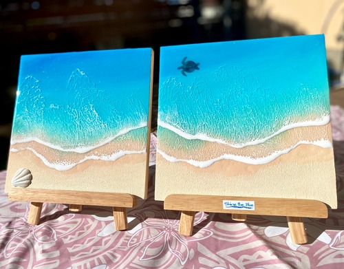 オーシャンレジンアート2連パネル