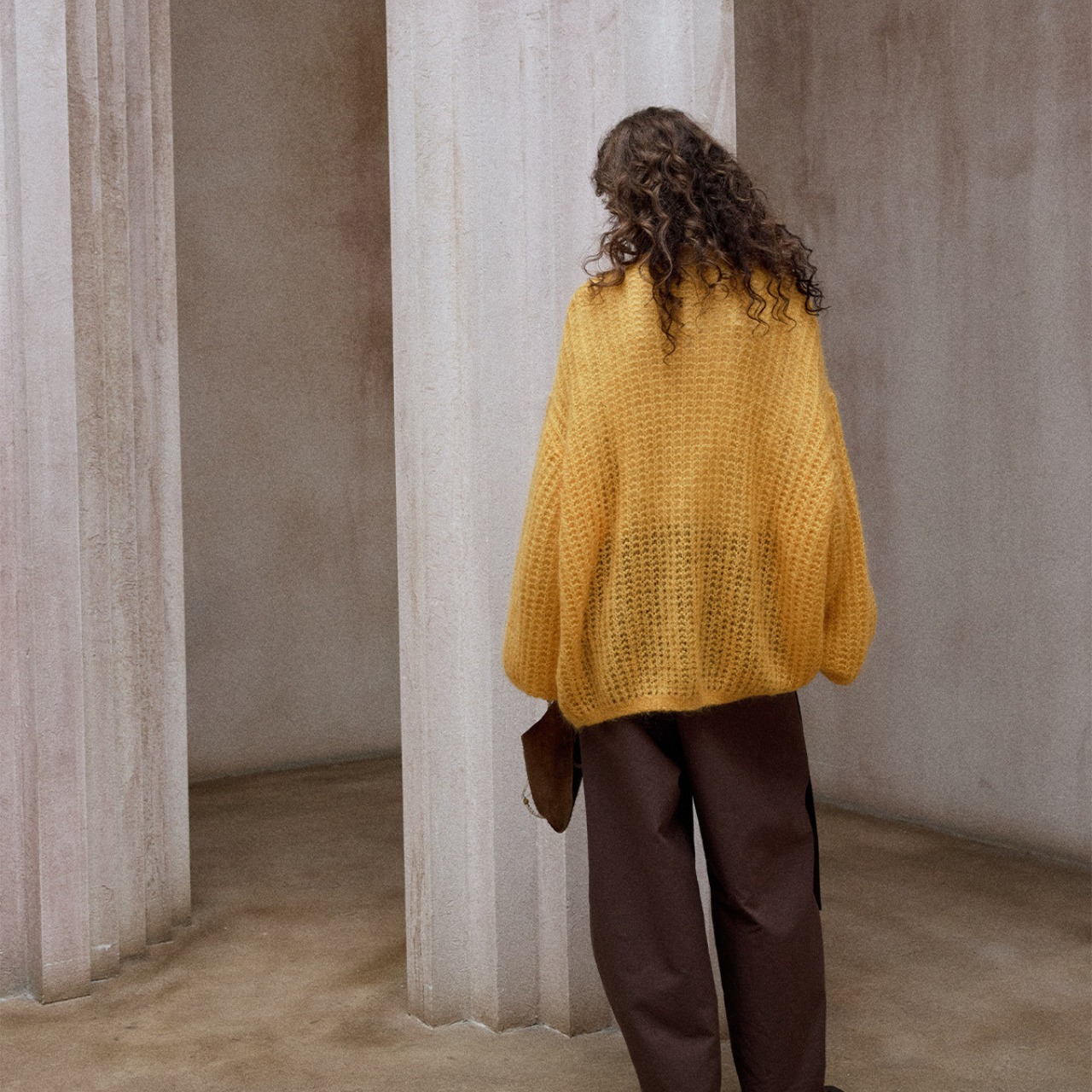 Balloon Sleeve V-Neck Oversized Knit Cardigan  T6152