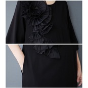 立体フリル 装飾 ロングワンピース  30246