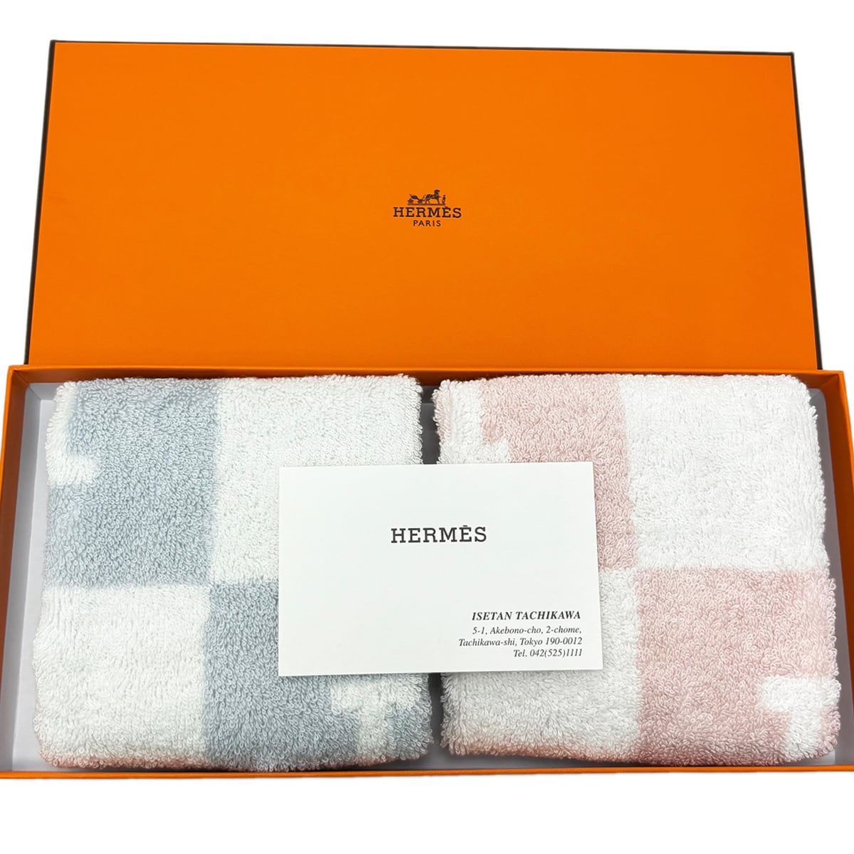 新品タグ付きHERMES エルメス　アヴァロン　タオル2枚セット 中古】 【2枚セット】 【未使用タグ付】 エルメス カレ タオル