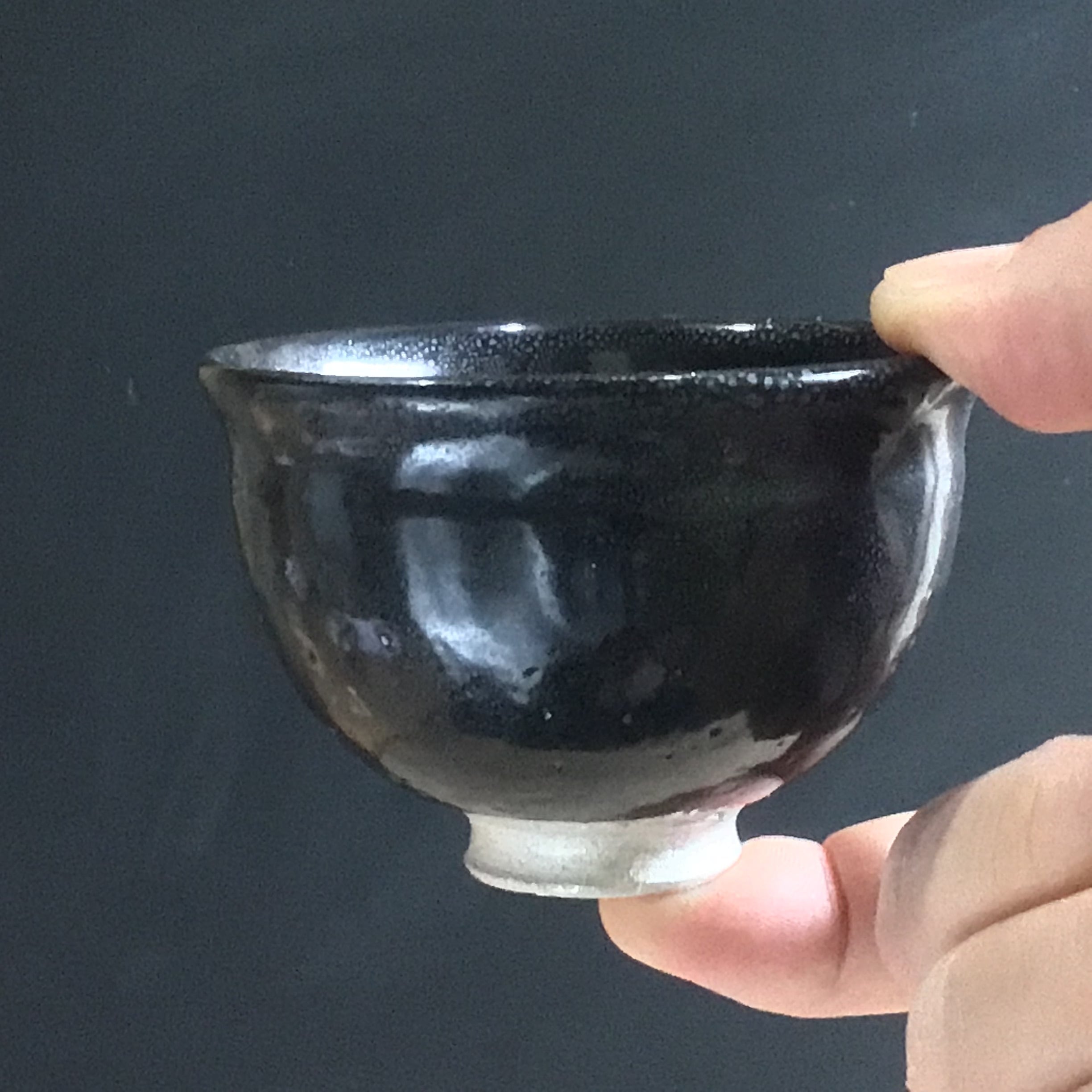 銀彩天目 盃 TENMOKU Glaze SAKE Cup with Silver Glaze | 陶芸家 田中