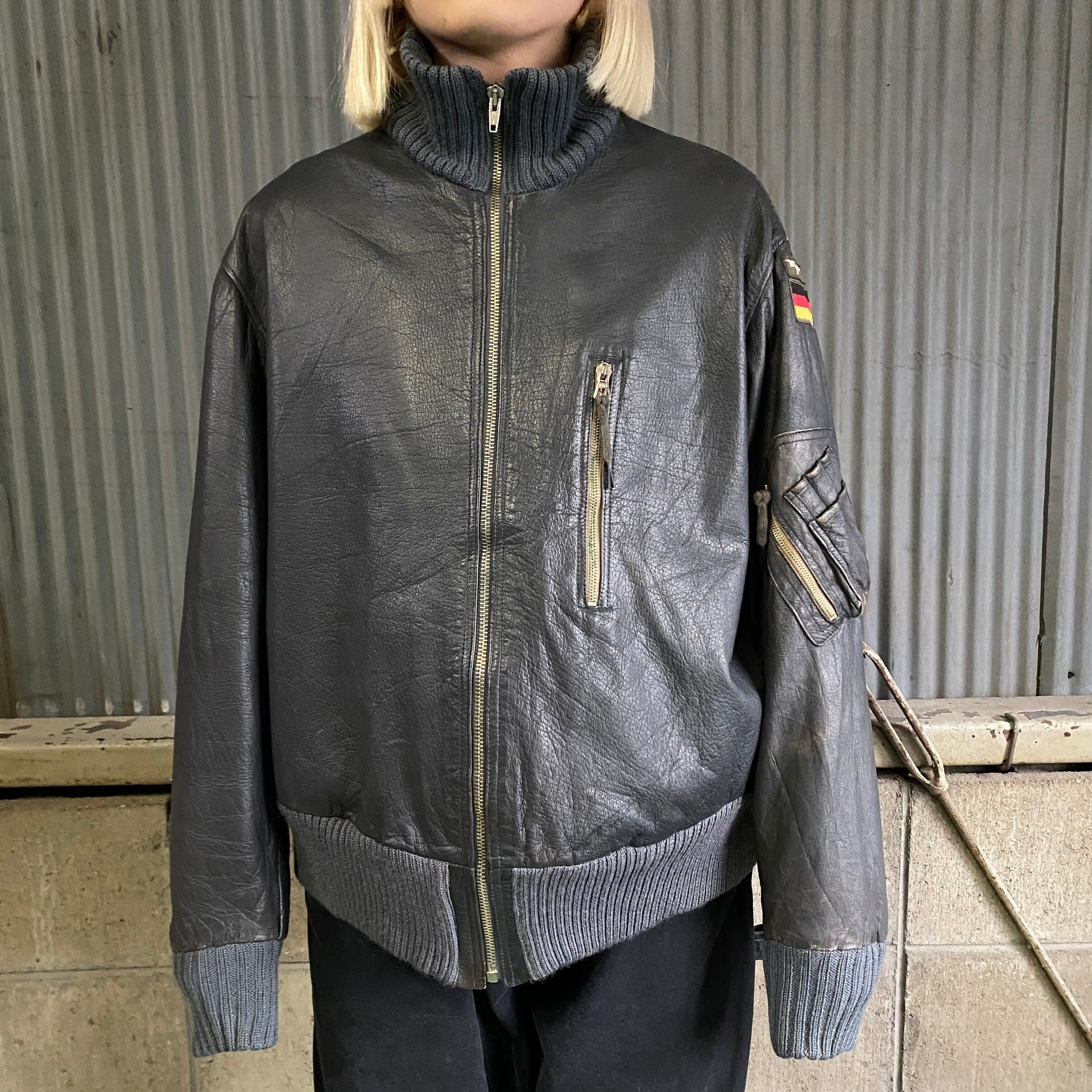 60年代 ドイツ軍 BLW レザーフライトジャケット メンズL相当 古着 60s  