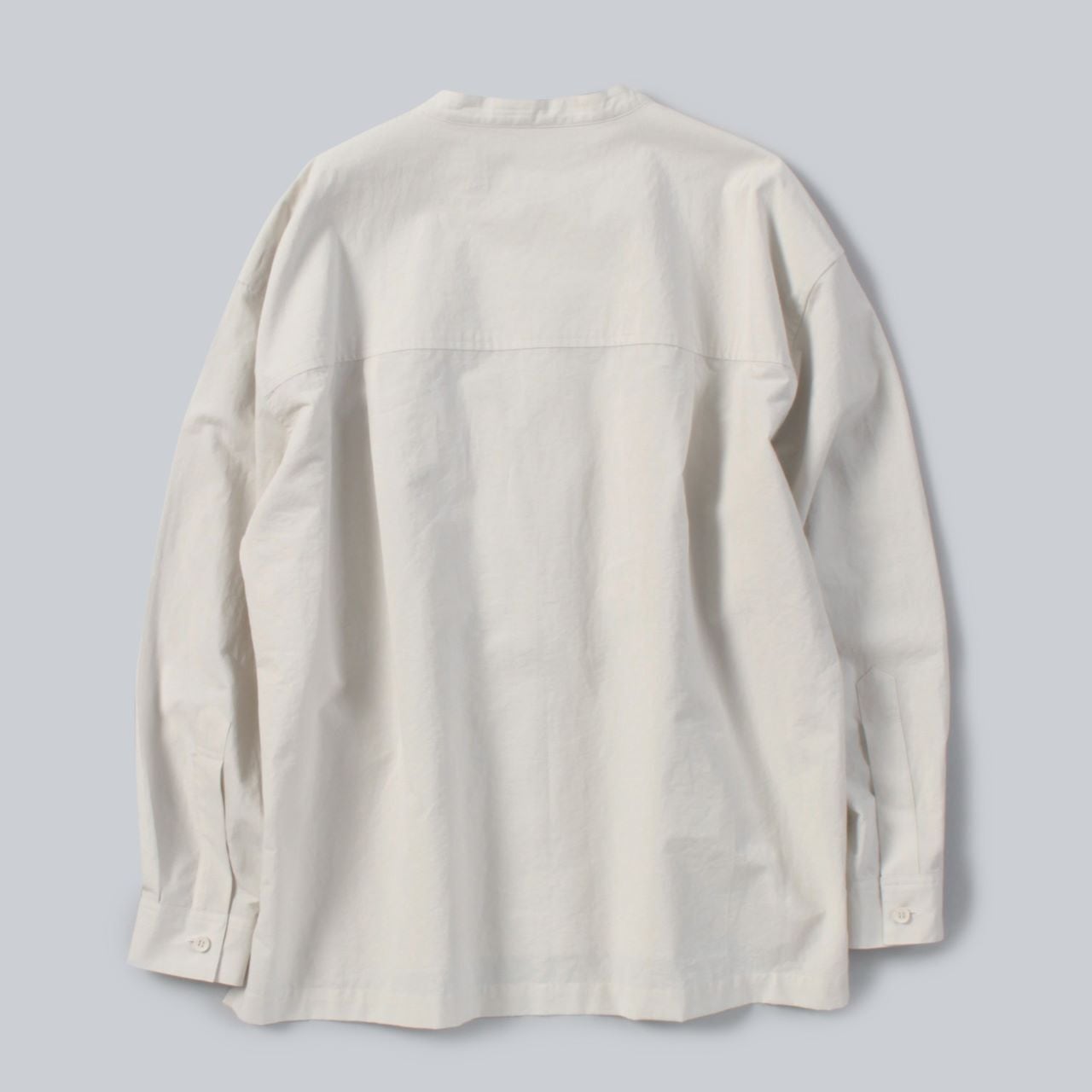 white mailsホワイトメイルズ COTTON PAPER WASHED POPLIN BAND COLLAR PULLOVER SHIRTポプリン バンドカラー プルオーバーシャツ新品【3(メンズL)】【MSHA72813】