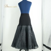 社交ダンス 衣装 スカート ペチコート タカダンス TAKA DANCE ブラック系 無地 光沢 高級感 ボリューム レッスン 練習 2枚重ね 黒 ダンス衣装 重ね着