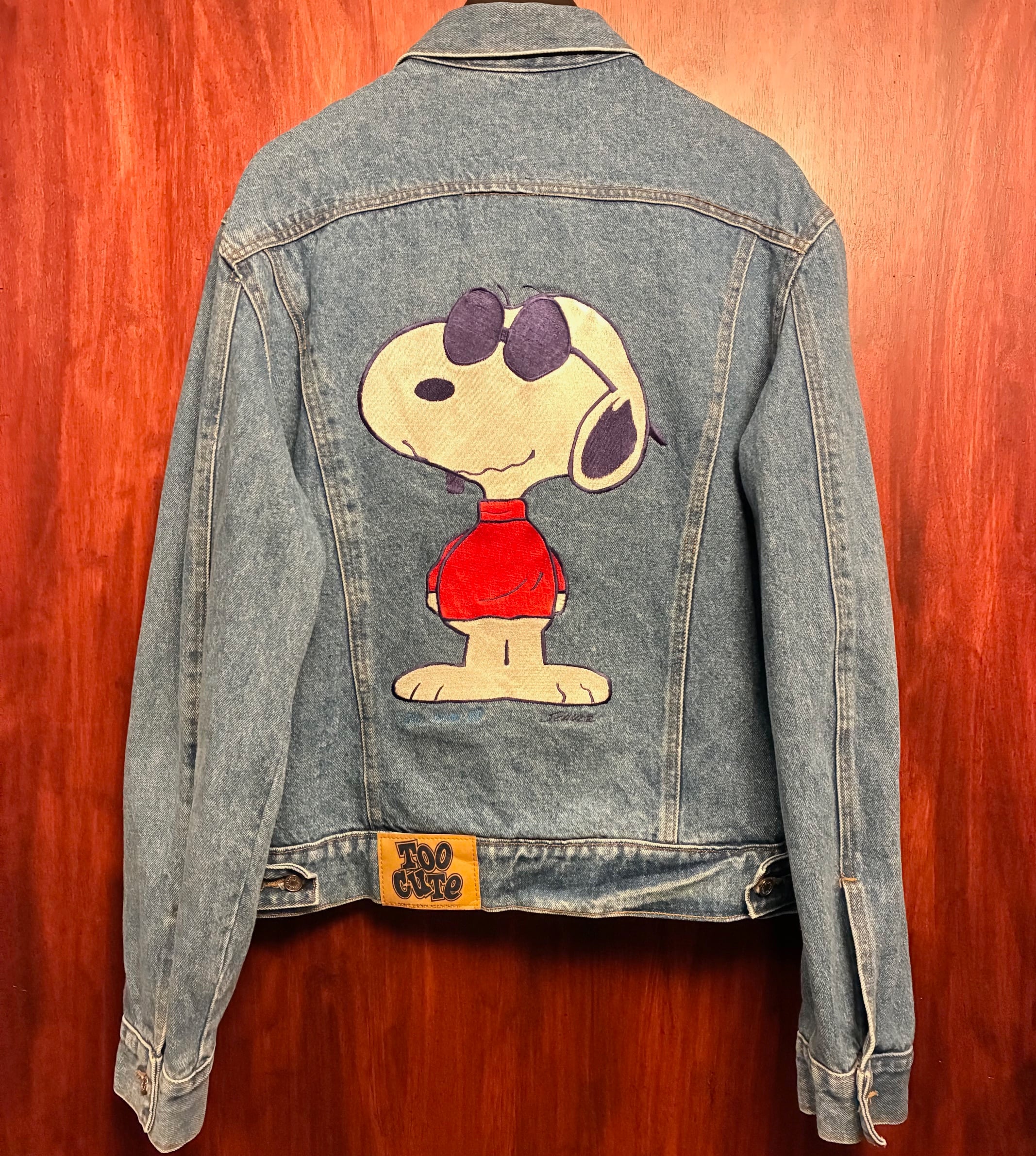 デニムジャケット バック刺繍 スヌーピー MADE IN USA製 90s TOO CUTE × PEANUTS SNOOPY バック刺繍入り デニム