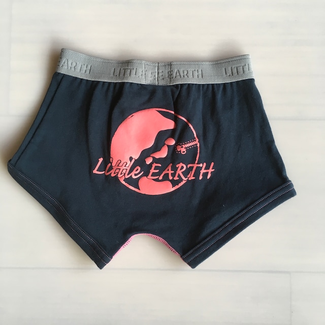 リトルアース 【日本製】LittleEARTHキッズ地球ロゴボクサーパンツ　NAVY