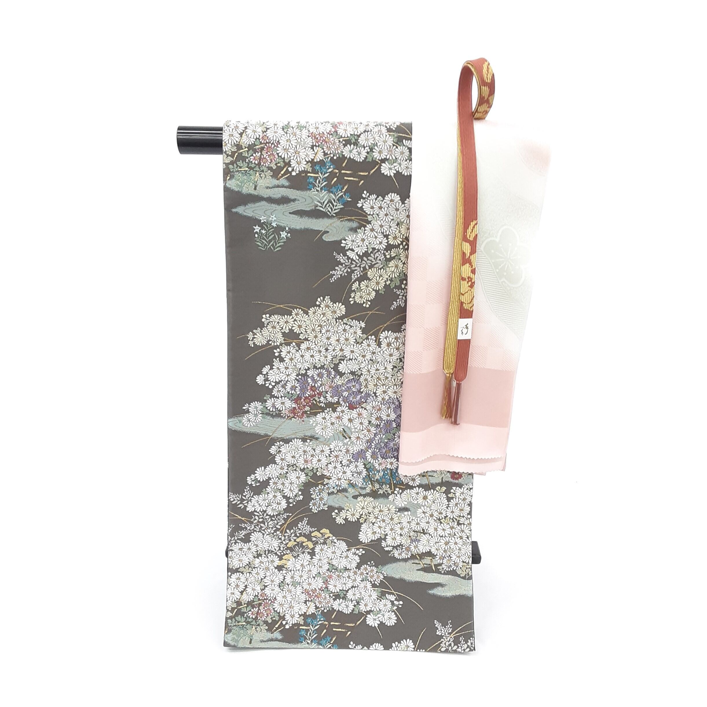 西陣袋帯 嵯峨野の菊 【新品】【仕立て上がり】【送料無料】