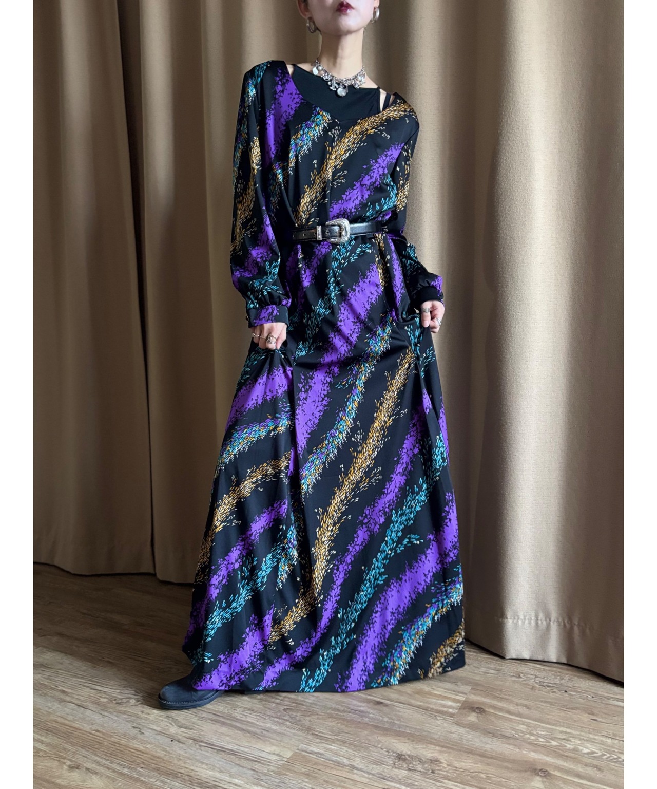 abstract pattern import maxi dress-5015-11