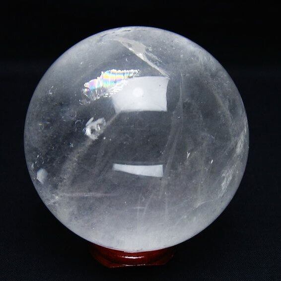 水晶 丸玉 虹入り 77mm スフィア 置物 水晶玉 一点物 151-8985