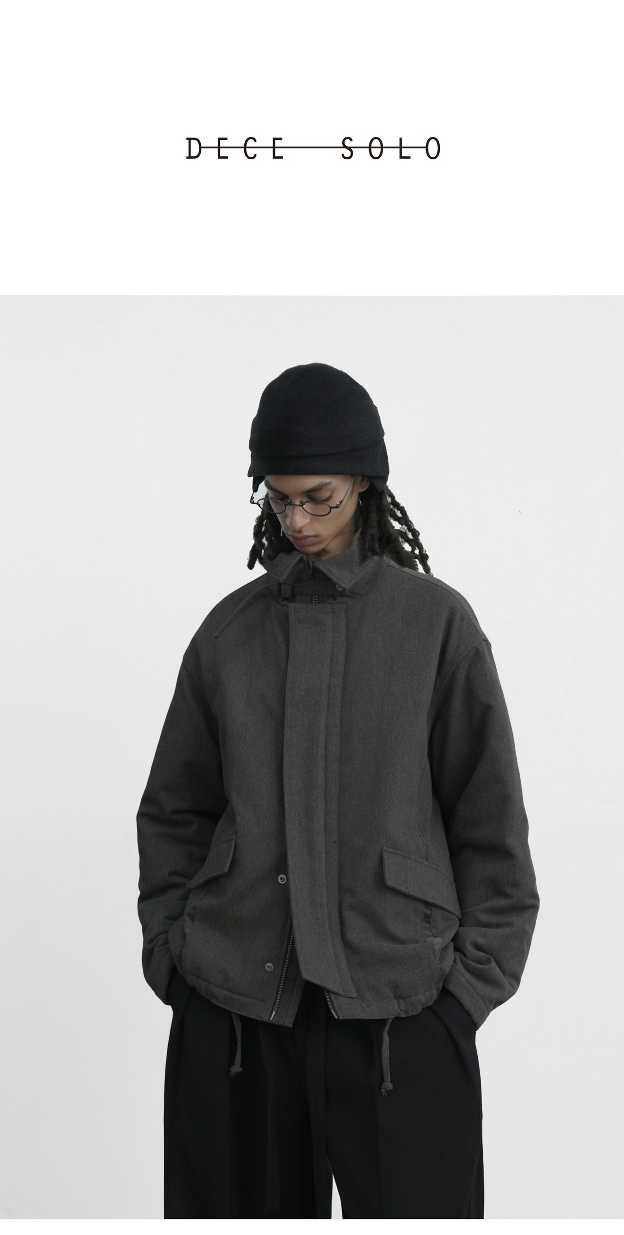 DECESOLO 25AW 折りたたみスタンドカラーマルチポケットパフジャケット