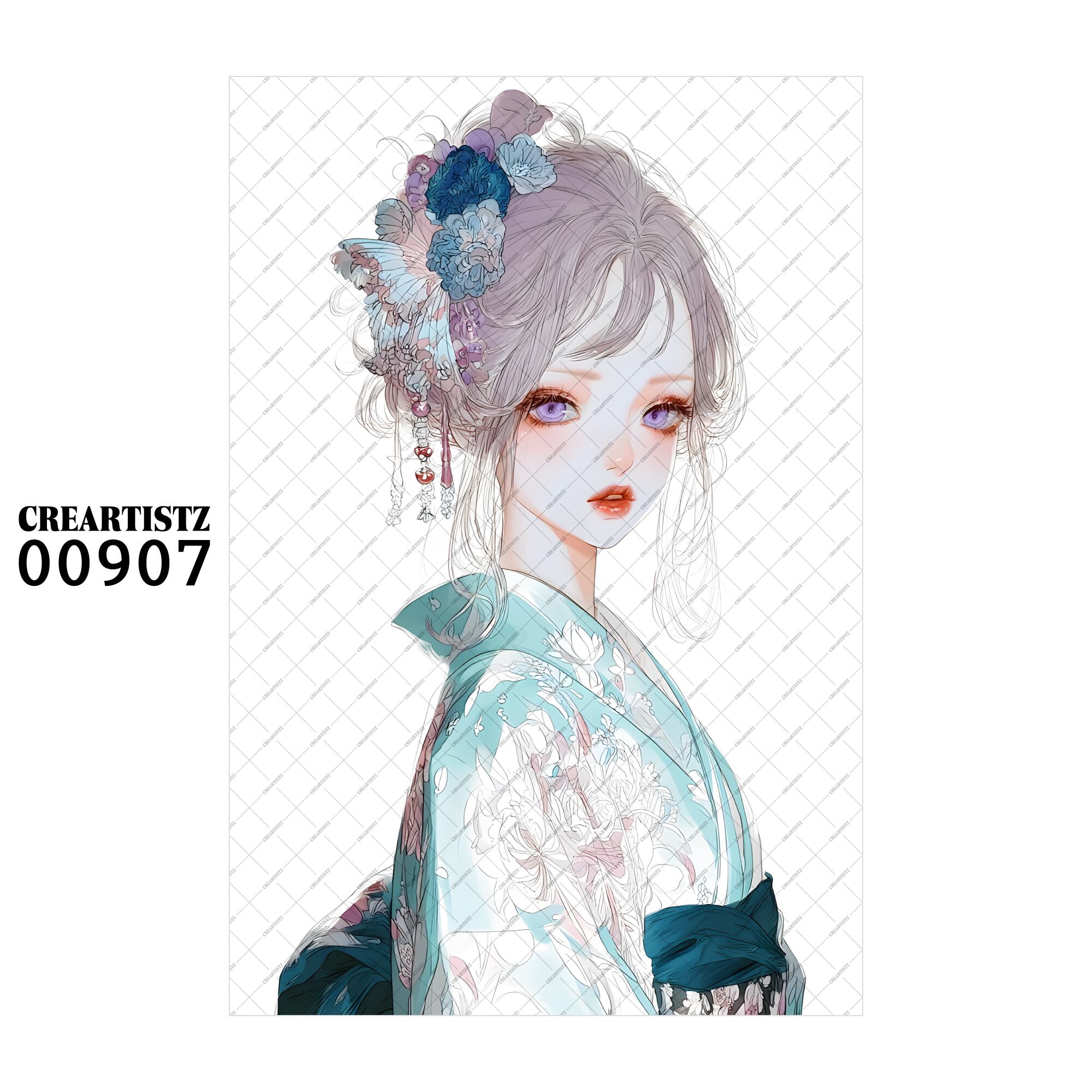 00907 ガール キュート オリジナル ペーパー/ステッカー 4枚セット CREARTISTZ