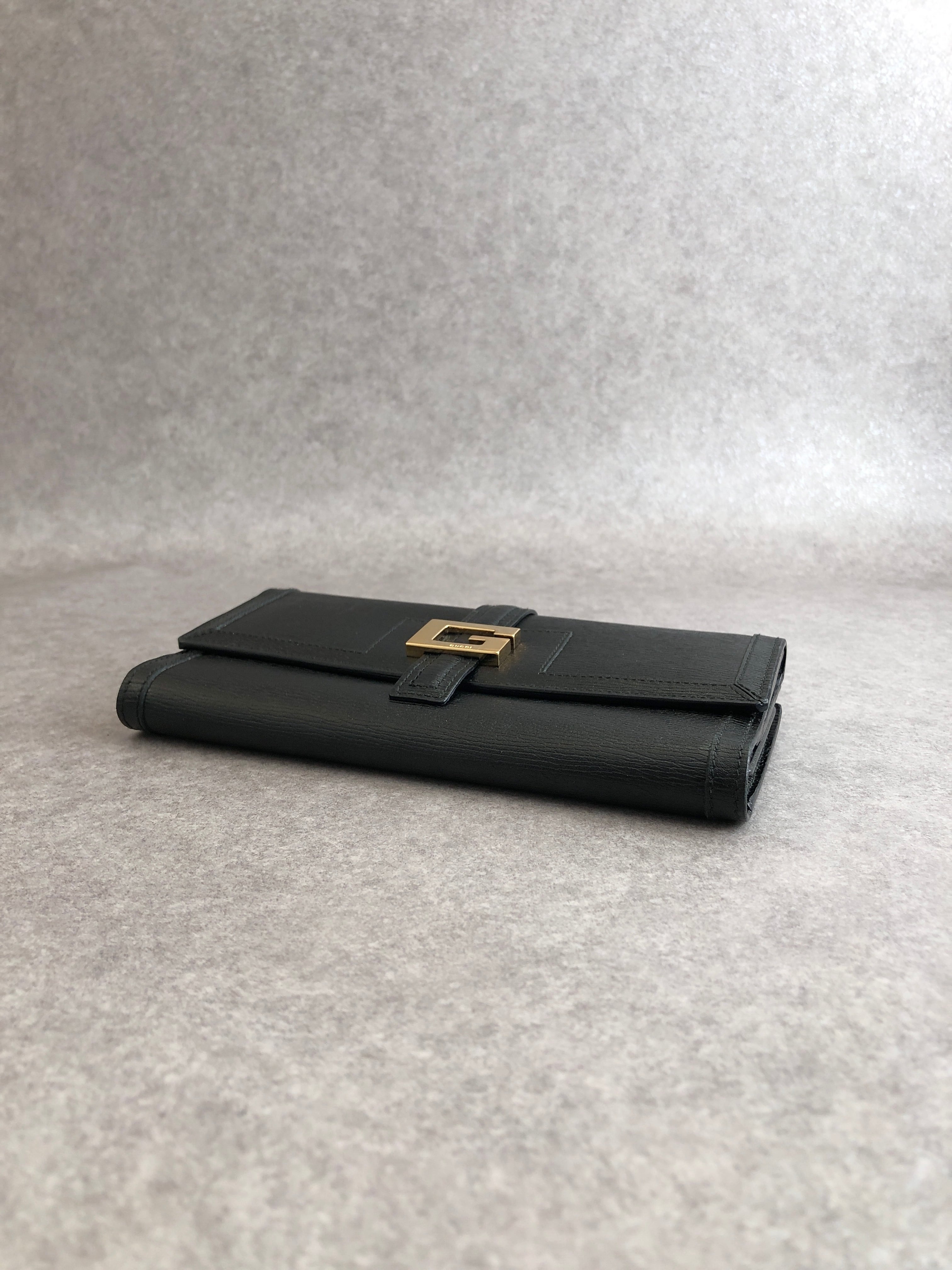 GUCCI グッチ 財布 ブラック ロゴ レザー 長財布 vintage ヴィンテージ