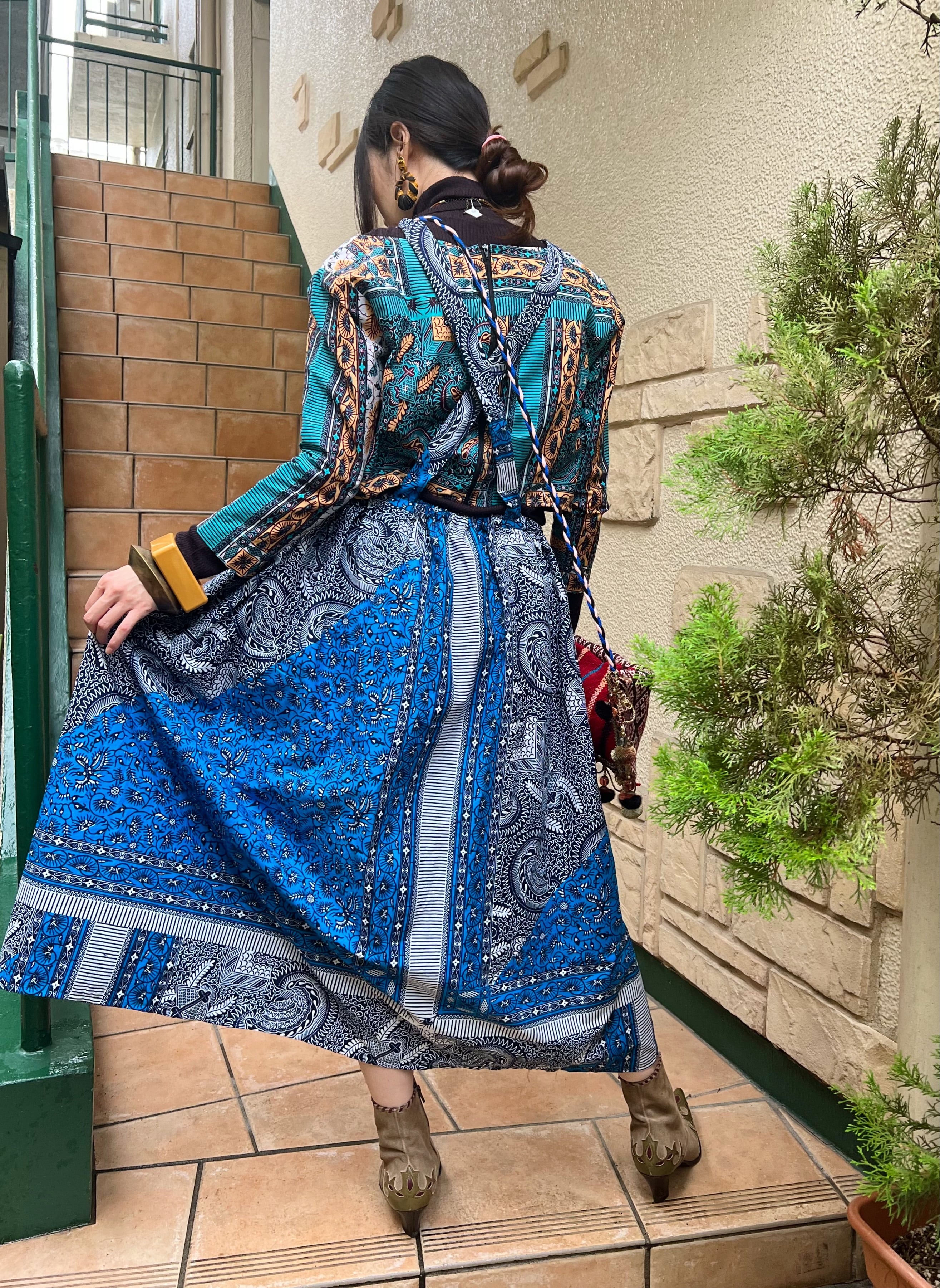 Vintage african batik cotton set up ( ヴィンテージ アフリカン バティック コットンセットアップ )