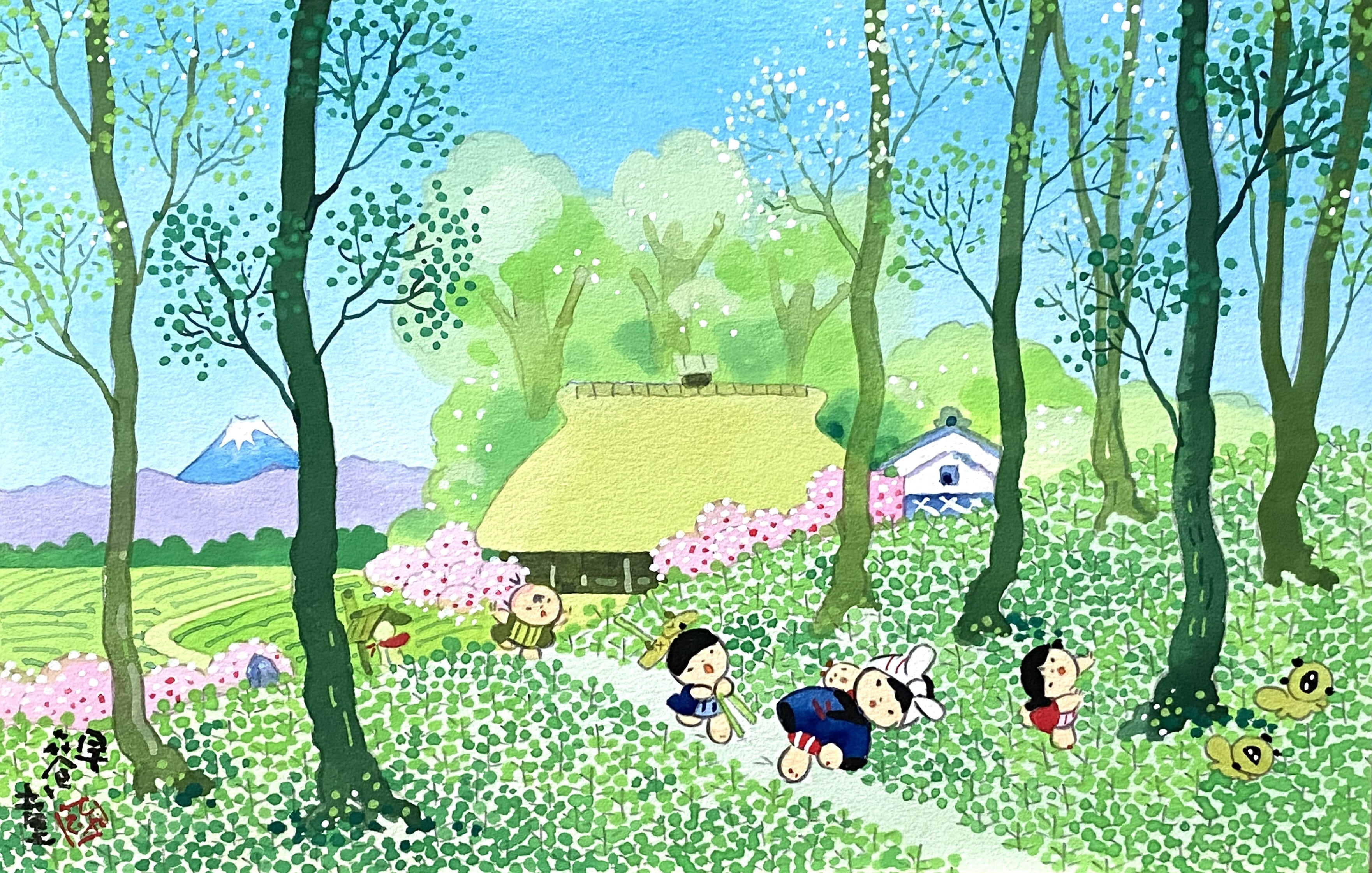 本 カッコウの鳴く朝 わらべのいる風景 池原昭治 画集 サイン入り 希少