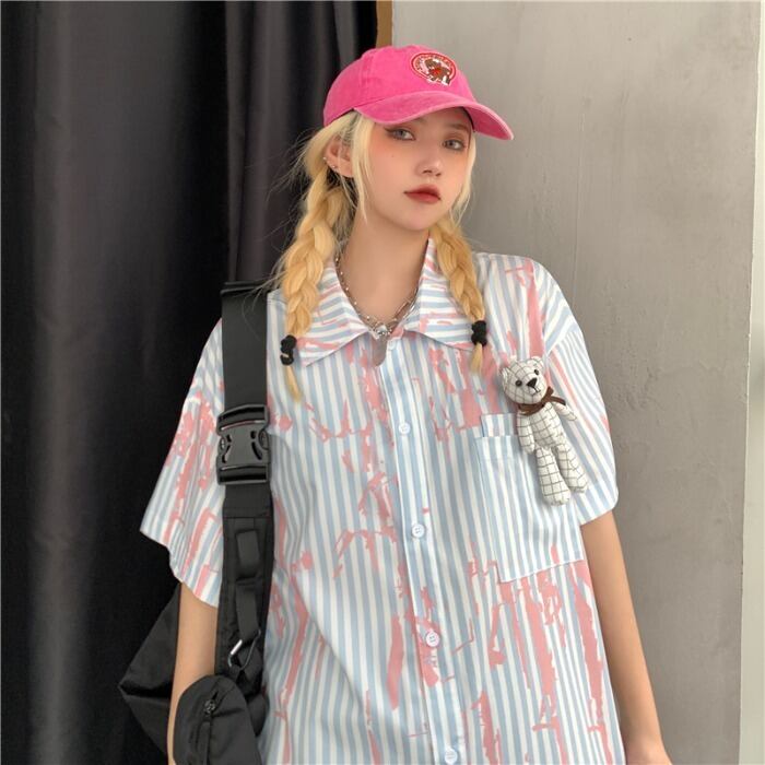 サマーレッドスタイルシャツ レディースカジュアルTシャツ トップス 夏物 ケッペル93843515715