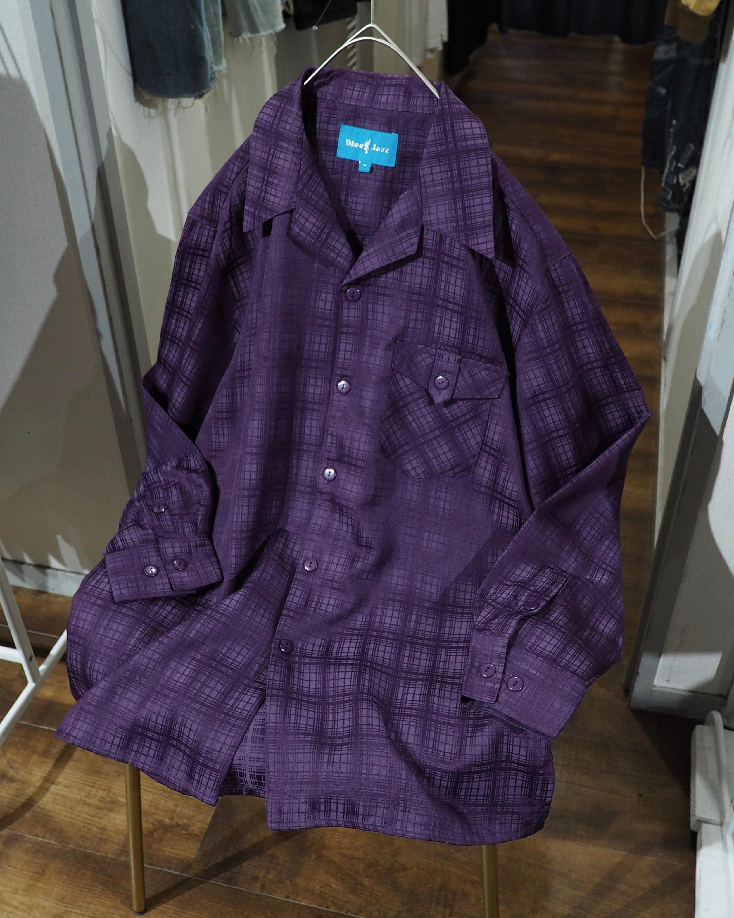 1990s " 妖艶甘美 " Bewitching Purple Color Vintage Loose Open Collar Shirt