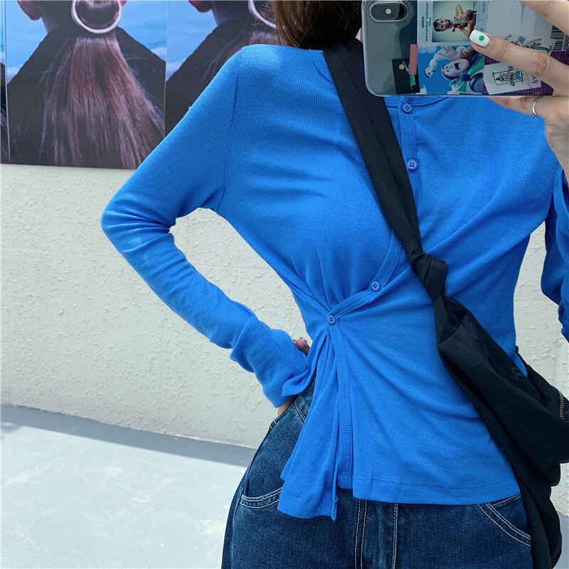 edウエスト長袖ニットカーディガンジャケットレディース秋ニュースタイルブラックルーズアウターシントップ ブラックストロベリース13398223145