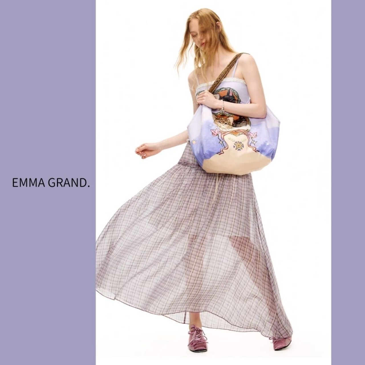 星飾りのハートフレームに結ばれた黒猫と豹の友情の肖像トートバッグ E00650