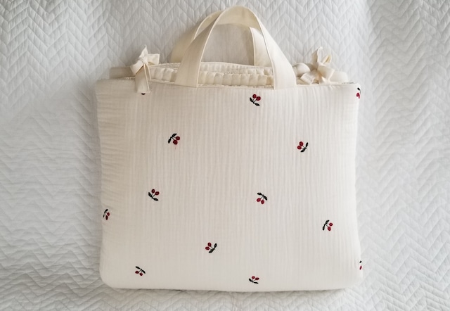 ★即納★お昼寝布団《ガーゼチェリー・レッド》敷きパッド