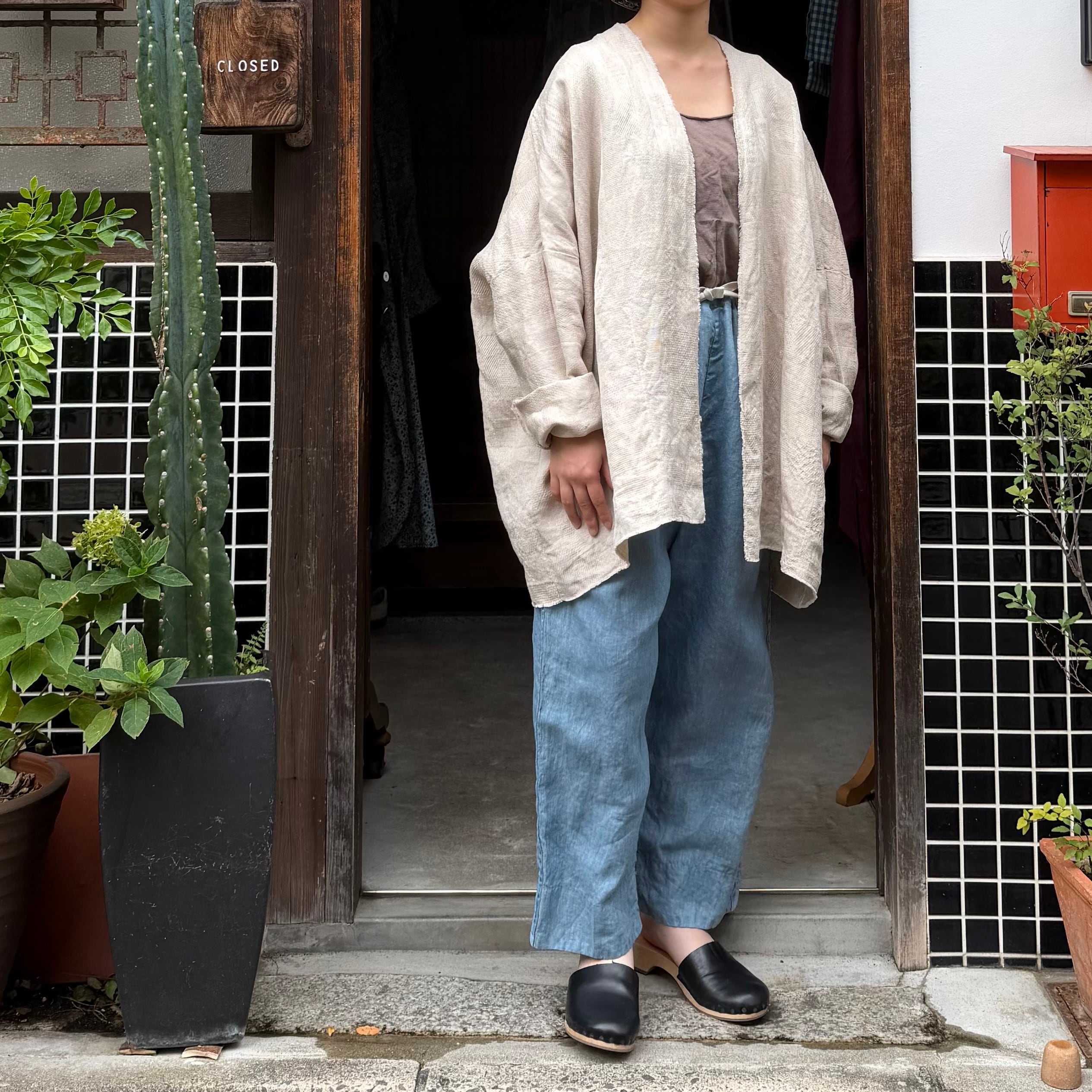 mittan 亜麻大麻ジャカード羽織り　生成りJK-94 MITTAN JK-94 亜麻大麻ジャカード羽織 | Routes*Roots