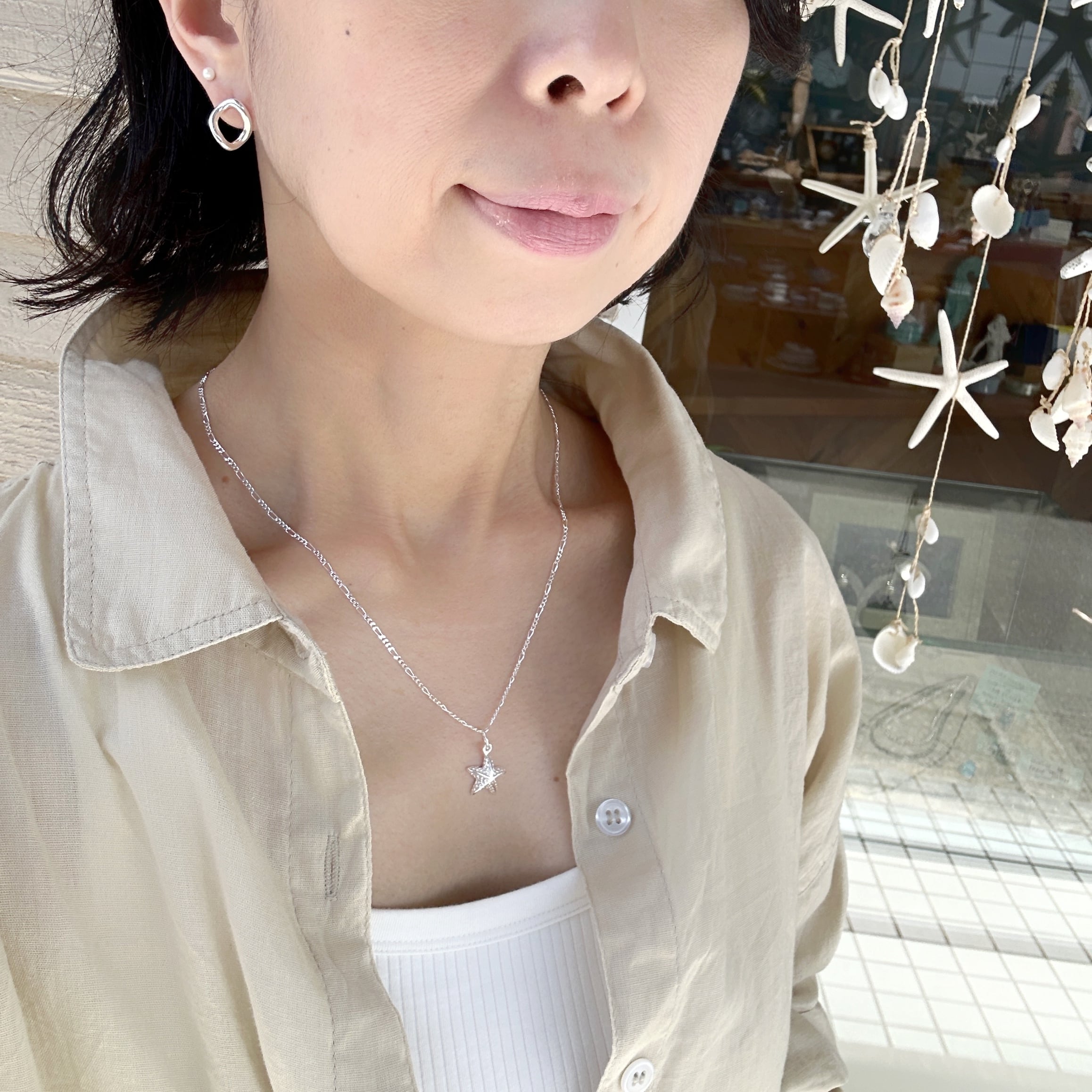 つぶつぶ スターフィッシュ ペンダント with フィガロチェーン