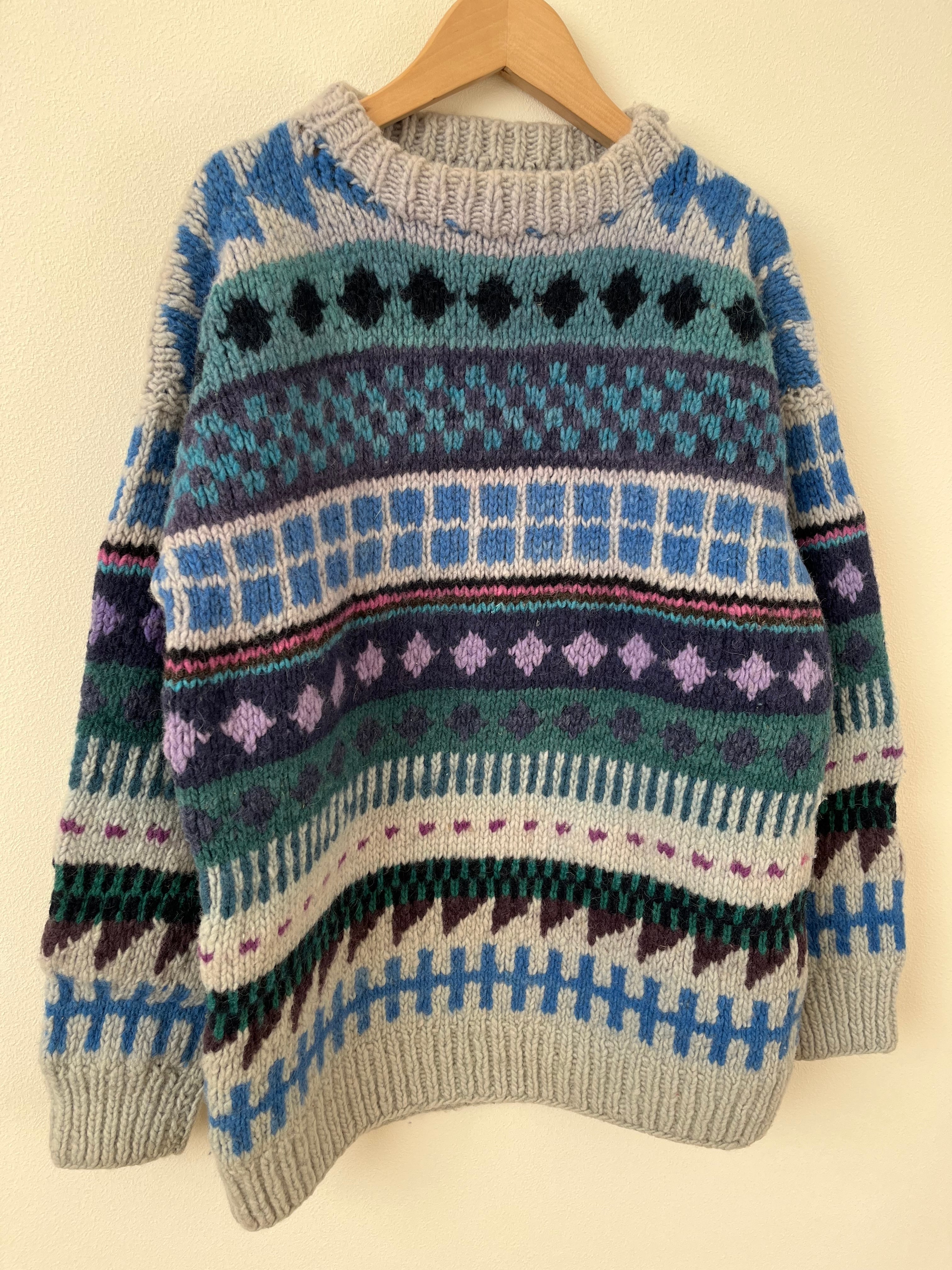 古着 ニットプルオーバー 青系
