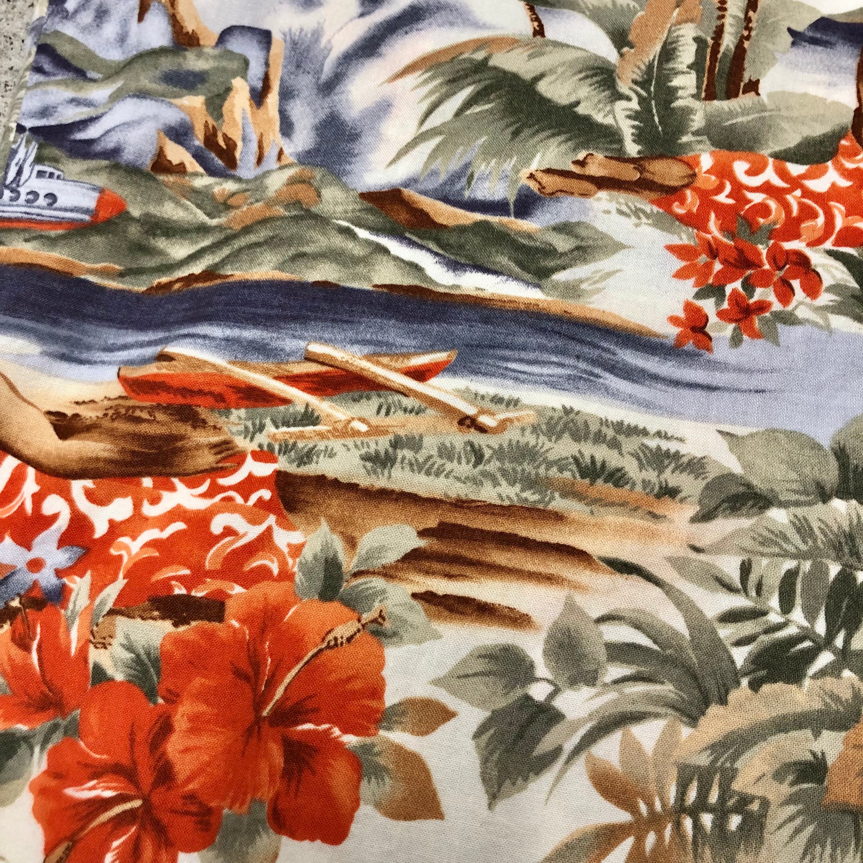 90s OLD STUSSY/ALOHA Shirt/USA製/紺タグ/M/アロハシャツ/総柄/開襟